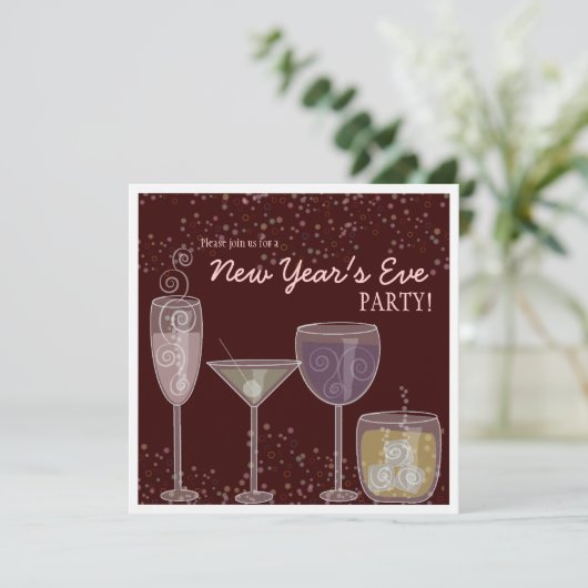 Retro Cocktail Celebration Nieuwjaarsfeest Kaart (Staand voorkant)