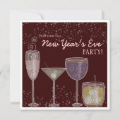 Retro Cocktail Celebration Nieuwjaarsfeest Kaart (Voorkant)