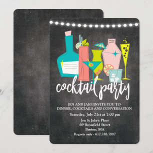Retro Cocktail Dranken Cocktail Party Uitnodiging