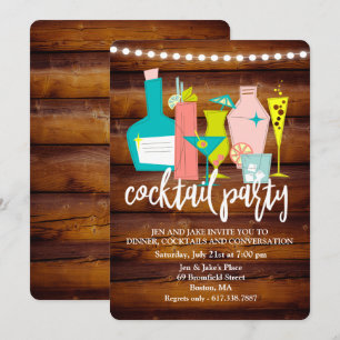Retro Cocktail Dranken Cocktail Party Uitnodiging