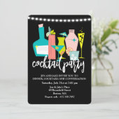 Retro Cocktail Dranken Cocktail Party Uitnodiging (Staand voorkant)