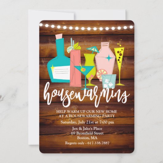 Retro Cocktail Drink Housewarming Uitnodiging (Voorkant)