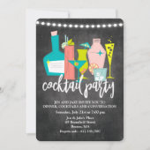 Retro Cocktail Drinken Cocktail Party Invitation Kaart (Voorkant)