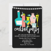 Retro Cocktail Drinken Cocktail Party Invitation Kaart (Voorkant)