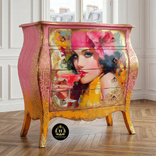 Retro Cocktail Glam Meubel Decoupage Tissuepapier