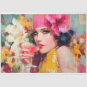 Retro Cocktail Glam Vrouw Decoupage Tissuepapier (Voorkant)