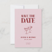 Retro Cocktail Glas Foto Elegante Scriptie Bruilof Save The Date (Voorkant)
