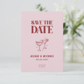 Retro Cocktail Glas Foto Elegante Scriptie Bruilof Save The Date (Staand voorkant)
