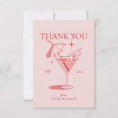 Retro Cocktail Jubileumfeest Bruid Bedankkaart (Voorkant)