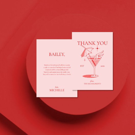 Retro Cocktail Jubileumfeest Bruid Bedankkaart