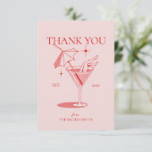 Retro Cocktail Jubileumfeest voor de Bruid Bedankkaart (Staand voorkant)