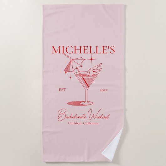 Retro Cocktail Jubileumfeest voor de Bruid Strandlaken (Voorkant)