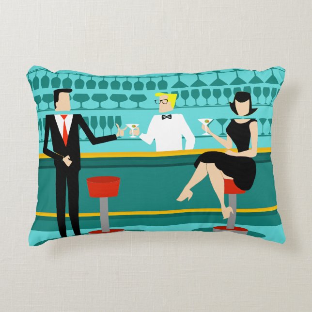 Retro Cocktail Lounge Accent Pillow Decoratief Kussen (Voorkant)