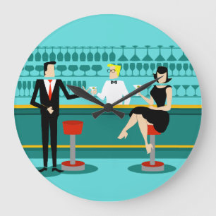 Retro Cocktail Lounge Acrylwandklok Grote Klok