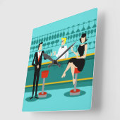 Retro Cocktail Lounge Acrylwandklok Vierkante Klok (Hoek)