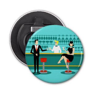Retro Cocktail Lounge Button Bottle Open Button Flesopener