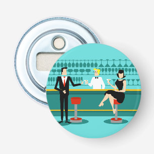 Retro Cocktail Lounge Button Bottle Open Flesopener