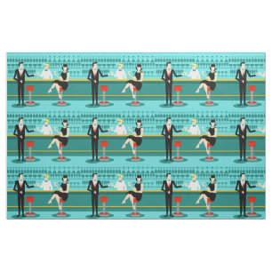 Retro Cocktail Lounge Fabric Stof