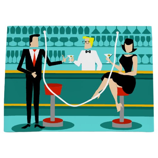 Retro Cocktail Lounge Gift Bag Large Cadeautasje (Voorkant)