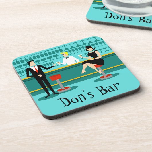 Retro Cocktail Lounge Hard Plastic Onderzetters (Linkerzijde)