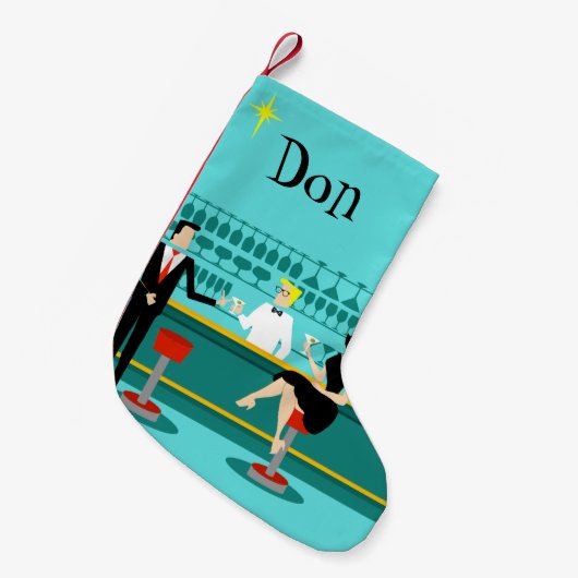 Retro Cocktail Lounge-kerststop Kleine Kerstsok (Voorkant (Hangend))