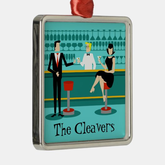 Retro Cocktail Lounge-kerstversiering Metalen Ornament (Rechts)