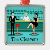 Retro Cocktail Lounge-kerstversiering Metalen Ornament (Voorkant)