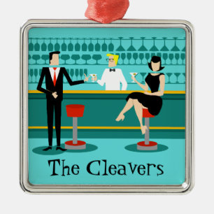Retro Cocktail Lounge-kerstversiering Metalen Ornament