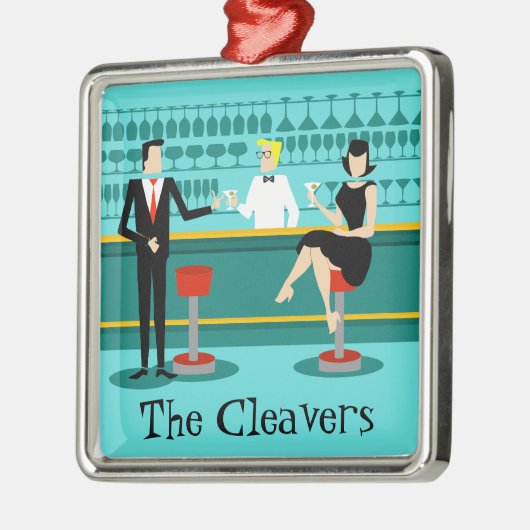 Retro Cocktail Lounge-kerstversiering Metalen Ornament (Links)
