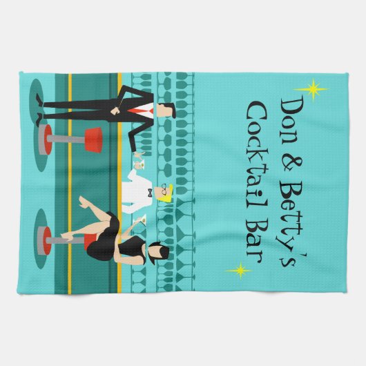 Retro Cocktail Lounge Kitchen Towel Theedoek (Horizontaal)