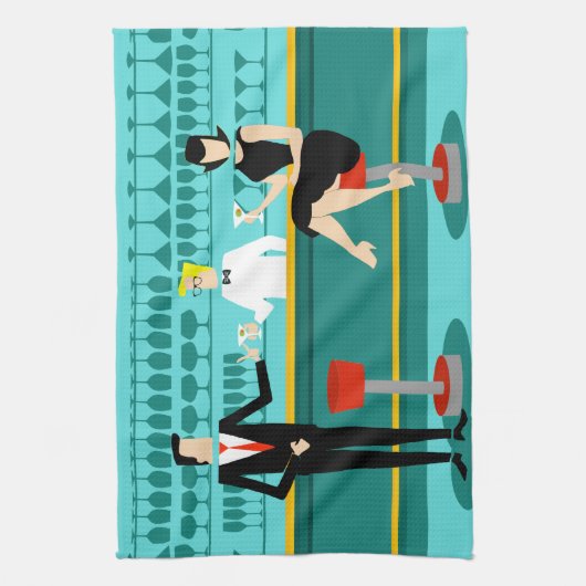 Retro Cocktail Lounge Kitchen Towel Theedoek (Verticaal)