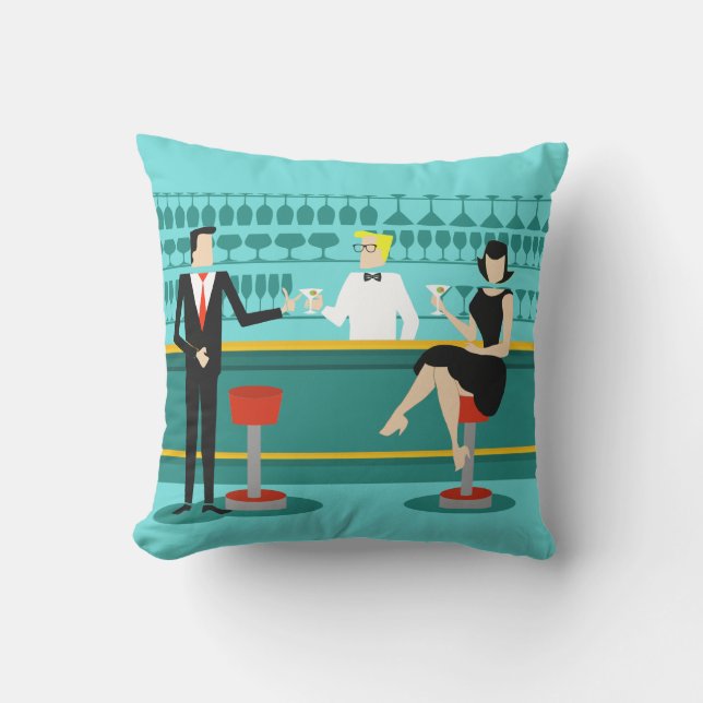 Retro Cocktail Lounge Outdoor Pillow Buitenkussen (Voorkant)