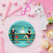 Retro Cocktail Lounge Paper-Borden Papieren Bordje (Feest)