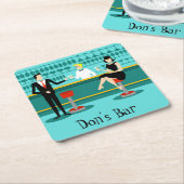 Retro Cocktail Lounge Paper Onderzetter (Schuin)