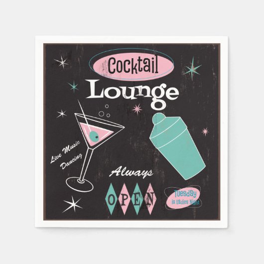 Retro Cocktail Lounge servetten (Voorkant)