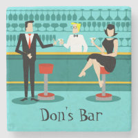 Retro Cocktail Lounge Stone Onderzetter