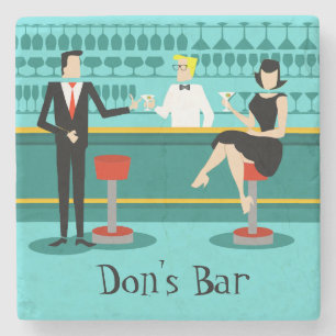 Retro Cocktail Lounge Stone Onderzetter