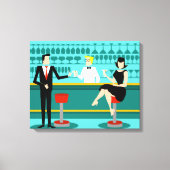 Retro Cocktail Lounge Stretched Canvas Print (Voorkant)