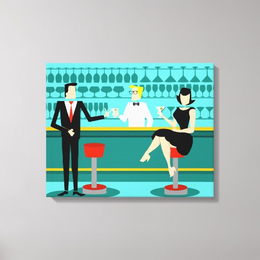 Retro Cocktail Lounge Stretched Canvas Print (Voorkant)