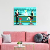 Retro Cocktail Lounge Stretched Canvas Print (Insitu (Woonkamer))