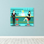 Retro Cocktail Lounge Stretched Canvas Print (Insitu (Houten vloer))