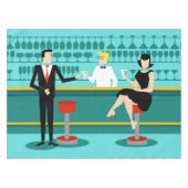 Retro Cocktail Lounge Tablecloth Tafelkleed (Voorkant (Horizontaal))