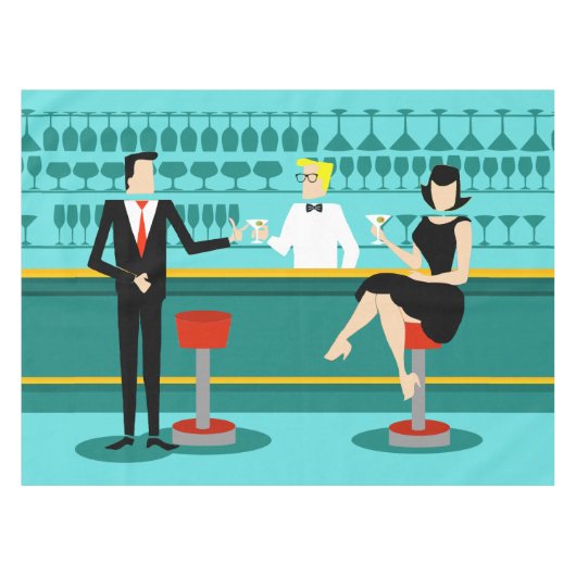 Retro Cocktail Lounge Tablecloth Tafelkleed (Voorkant (Horizontaal))