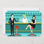 Retro Cocktail Lounge-uitnodiging Kaart (Voorkant)