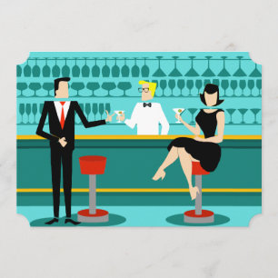 Retro Cocktail Lounge-uitnodiging Kaart