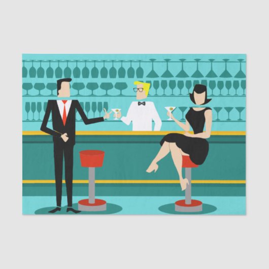 Retro Cocktail Lounge-weefselpapier Tissuepapier (Voorkant)