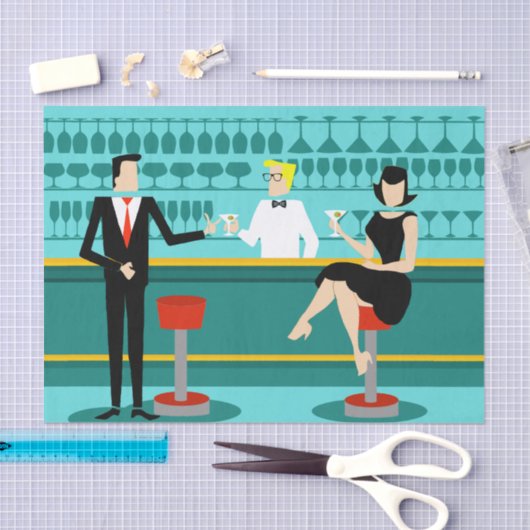 Retro Cocktail Lounge-weefselpapier Tissuepapier (Craft)