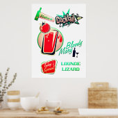 Retro cocktail loungehagedis poster (Keuken)