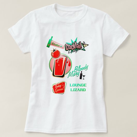 Retro cocktail loungehagedis t-shirt (Design voorkant)