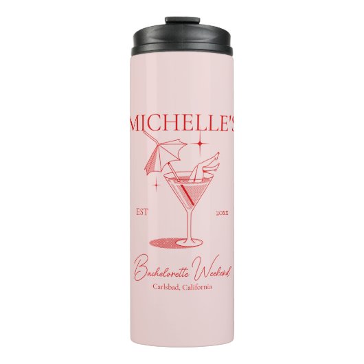 Retro Cocktail Meisjesuitje Thermosbeker (Voorkant)